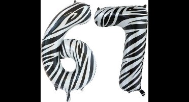 Folieballon 67 jaar zebra 86cm