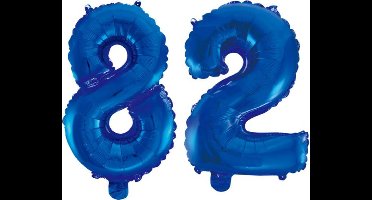 Folieballon 82 jaar blauw 86cm