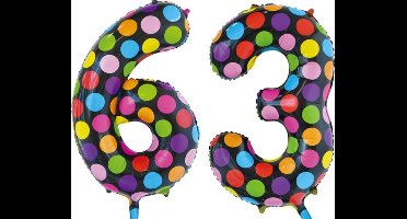 Folieballon 63 jaar stippen 86cm