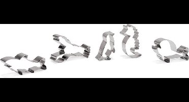 uitsteekvormen Oceaandieren RVS zilver 5-delig