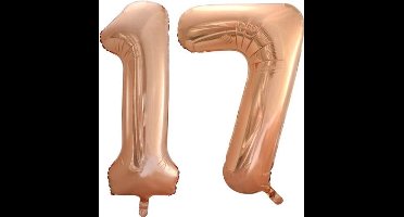 Folieballon nr. 17 Rosé Goud 86cm