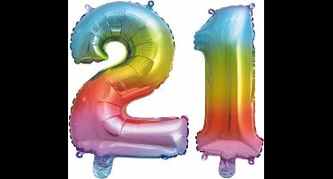 Folieballon nr. 21 Regenboog 86cm