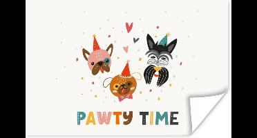 Poster Honden - Quotes - Pawty time - Spreuken - 30x20 cm