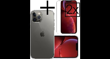 Hoesje - Met 2x Screenprotector - Geschikt voor Apple iPhone 13 Pro Max - Sterk & Shockproof - Back Cover - Siliconen Case - Telefoon Hoes - Transparant