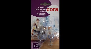 Metaltex zuighaak 3,5cm transparant per 3