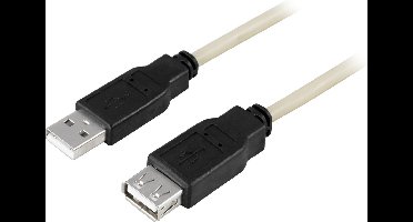 DELTACO USB2-11, USB 2.0 Cable A/A, USB A - USB A Mannelijk - Vrouwelijk USB-kabel, 0.5m
