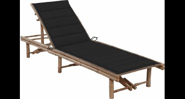 vidaXL - Ligbed - met - kussen - bamboe