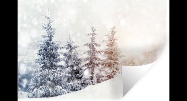 Muurstickers - Sticker Folie - Boom - Sneeuw - Winter - 30x20 cm - Plakfolie - Muurstickers Kinderkamer - Zelfklevend Behang - Zelfklevend behangpapier - Stickerfolie