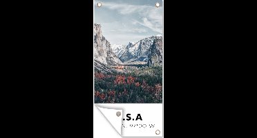 Tuinposter Yosemite - Amerika - Wyoming - Bos - Bergen - 30x60 cm - Tuindoek