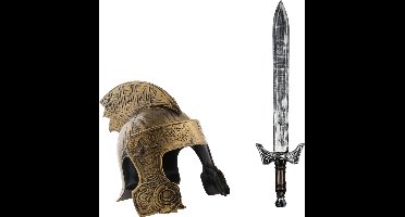 Ridder verkleed accessoires set helm en wapens zwaard 68 cm voor volwassenen