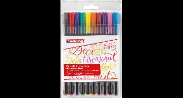 edding 1340 brushpennen in etui - 10 kleuren set - 1-3mm - op waterbasis - o.a. geschikt voor papier en karton