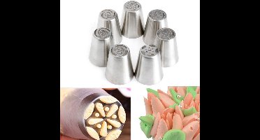 *** 6 stuks Spuitmond Set Bloemen/ Tulpen 3,8 cm - RVS zilver -  Patisserie -