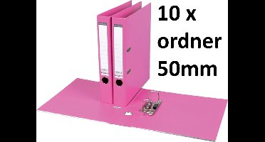 10 x Ordner Quantore - A4 - 50mm breed - PP kunststof - roze