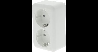 Q-LINK - Wandcontactdoos - Opbouw - Dubbel Stopcontact - Randaarde - Kinderbeveiliging - Polarwit