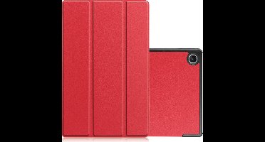 Hoes - Geschikt voor Lenovo Tab M10 Plus (3e / 3rd Generatie) - Dun & Stevig - Trifold Bookcase - Hard Cover - Hardcover Book Case - Tablet Hoesje - Rood