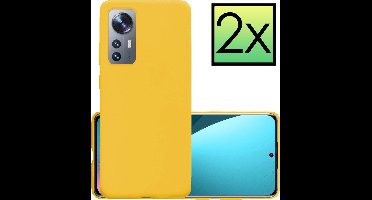 Hoesje - 2 Stuks - Geschikt voor Xiaomi 12X - Sterk & Shockproof - Case Siliconen - Back Cover - Telefoon Hoes - Geel