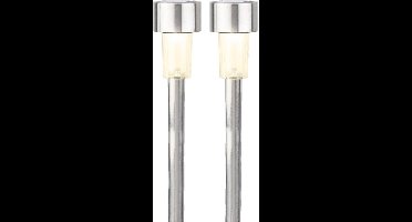 Lumineo Solar tuinlampen - 10x stuks - prikspots op zonne-energie - 24 cm - Prikspots tuinverlichting