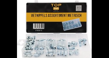 Topgear Vetnippels Set - 110-delig - Metrisch - Diverse Hoeken - Voor Smeersystemen