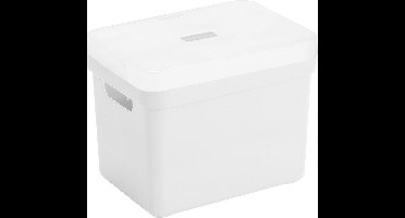 Sunware Opbergboxen met transparante deksel - 1x stuks - kastmanden - wit - 18 liter - kunststof - 35 x 25 x 24 cm - Opbergers