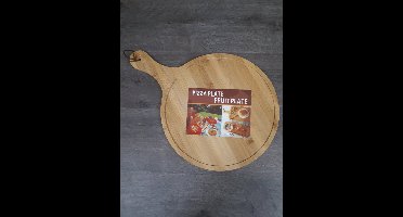 Serveerplank hout rond met steel 35x50x1cm