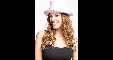 Partychimp Hoed Satijn Carnaval Accessoires voor bij Carnavalskleding Dames Carnavalskleding Heren Verkleedkleren Volwassenen - Roze - One-size