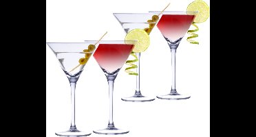 Martini cocktailglazen - glas - 8x stuks - 220 ml - Cocktail glazen - Cocktails drinken - Cocktails