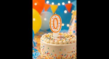 Verjaardagstaart kaarsje – Cijfer 0 - Cijferkaars met stippen - oranje - Happy Birthday kaars – verjaardags kaars – gekleurde kaarsje – taartdecoratie – feest - taartversiering – feestartikel – verjaardagscadeau - taartaccesoires