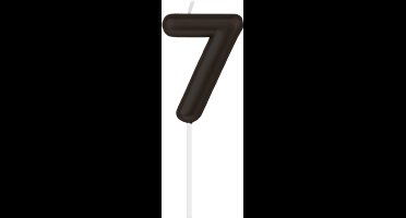 Cijferkaars 7 - Zwart - Taartkaars nummer 7 - Geschikt voor taart, cupcake, etc