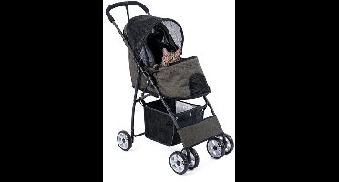 Hondenwandelwagen - Hondenwandelwagen Inklapbaar - Wandelwagen - Opvouwbaar - 4-wiel - met puppy opbergmand - Grijs