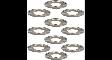 HOFTRONIC - 10x Venezia Badkamer spotjes RVS - Kleine inbouwdiepte 45mm - 2700K Extra warm wit - IP65 inbouwspots voor badkamer, keuken en woonkamer - 6 Watt 650 Lumen