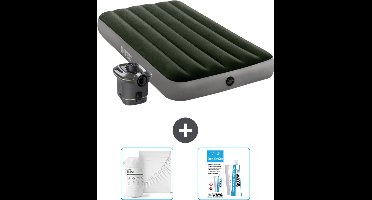 Intex Luchtbed - 1-Persoons - 99 x 191 x 25 cm - Groen - Inclusief pomp - Hoeslaken en Reparatieset