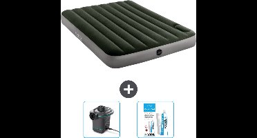 Intex Luchtbed - Twijfelaar - 137 x 191 x 25 cm - Groen - Pomp en Reparatieset