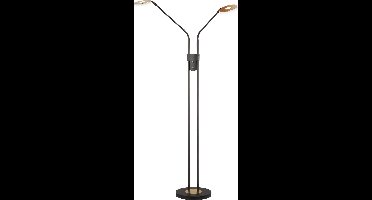 Fischer & Honsel Dent - Vloerlamp - hoogte 150 cm - 2x LED 7,5 W (incl). - Dimbaar - 3 lichtkleuren - Zwart/goud