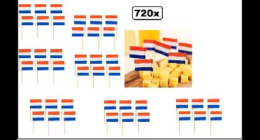 720x cocktailprikkers Nederlandse vlag - Cocktail prikker Holland kaas worst snack tapas hapjes festival EK WK thema feest carnaval koningsdag