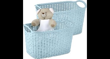 Plasticforte opbergmandje/kastmandje - 4x - 6,4 liter - ijsblauw - kunststof - 19 x 29 x 18 cm