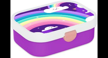 Mepal Broodtrommel voor Kinderen - Bento Lunchbox - Regenboog - Inclusief Bentobakje & Vorkje - BPA vrij en Vaatwasserbestendig - 750 ml - Paars