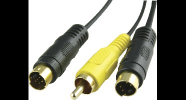 Deltaco MM-33B Video Kabel - 7-pins Male - S-Video male - DIN Plug - RCA Tulp Male - 5m