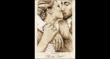 Vervaco - Telpakket kit - Huwelijk - Liefdevolle kus - PN-0202626 - Borduren - Borduurpakket - Borduurpakket Huwelijk - Borduurpakket volwassenen