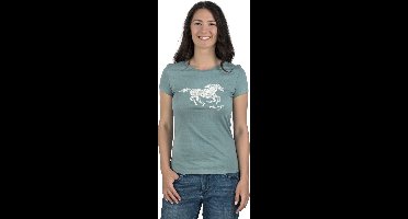 Mustang Dames T-Shirt Alexia C Logo slim fit Turkoois XXL Ronde Hals Volwassenen Basic T-shirt met korte mouwen en ronde hals gemaakt van 100% katoen