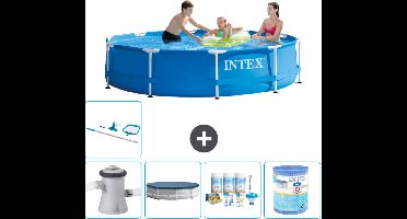 Intex Rond Frame Zwembad - 305 x 76 cm - Blauw - Inclusief Pomp Afdekzeil - Onderhoudspakket - Filter - Schoonmaakset
