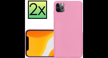 Hoesje - 2 Stuks - Geschikt voor Apple iPhone 12 Pro - Sterk & Shockproof - Case Siliconen - Back Cover - Telefoon Hoes - Lichtroze