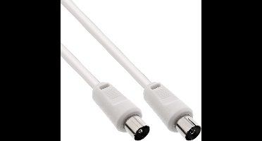 InLine® Antennekabel, dubbel afgeschermd, >75dB, wit, 1m