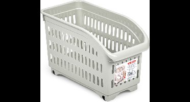 Plasticforte opberg Trolley Container - beige - op wieltjes - L30 x B15 x H18 cm - kunststof - opslag box/bak - 8 liter