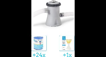 Intex 28602GS Filterpomp - 1.250 liter per uur inclusief Intex Filter Cardridge - Type H (24 stuks) & WAYS Testrips (1 stuks)