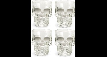 Kikkerland Shotglas - Set van 4 - 45ML - Vaatwasmachinebestendig - In een schedel design