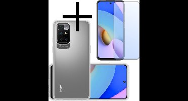 Hoesje - Met Screenprotector - Geschikt voor Xiaomi Redmi 10 2022 - Sterk & Shockproof - Back Cover - Siliconen Case - Telefoon Hoes - Transparant
