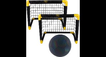 Umbro Voetbaldoel 50 x 44 x 44 cm - Voetbaldoeltjes Set van 2 met Voetbal - Voetbalgoal Opvouwbaar - Voetbal Goal Makkelijk Opbergen - Voetbal Training Goals voor Kinderen - Zwart/ Geel