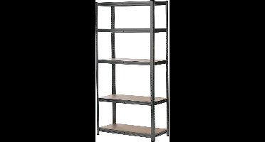 QLT Open Opbergkast met 5 Verstelbare Planken - Stellingkast met Schroefloze Montage - Werkbank - Draagkracht 175 kg per Plank - Zwart