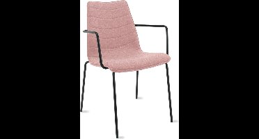 Workliving Verona Eetkamerstoel / Vergaderstoel - Met Armleuningen - Wolvilt Fenice 152 zachtroze - frame zwart