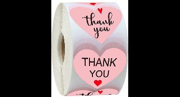 100x Hartvormige Stickers - Thank You